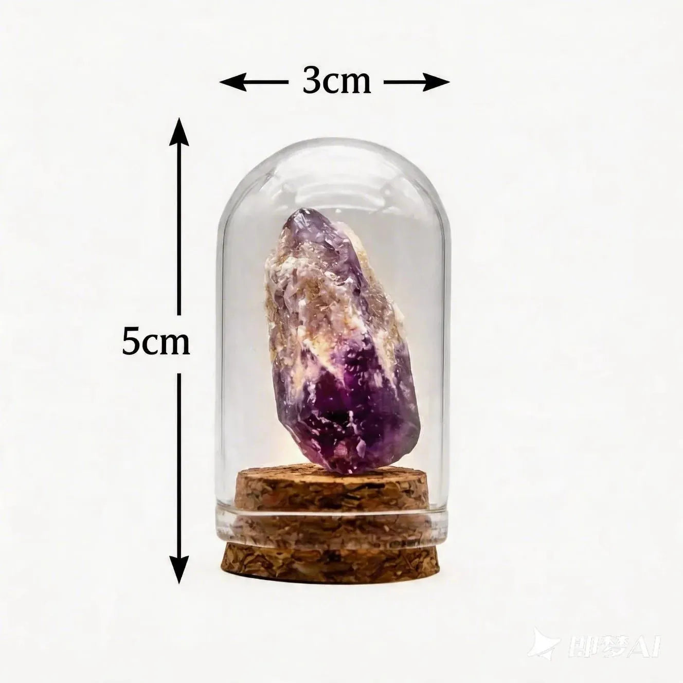 CHIGROVE Amethyst Crystal Specimen in Glass Cloche | Healing Calming Desk Decor Spiritual Gift for Crystal Lovers - ChiGrove