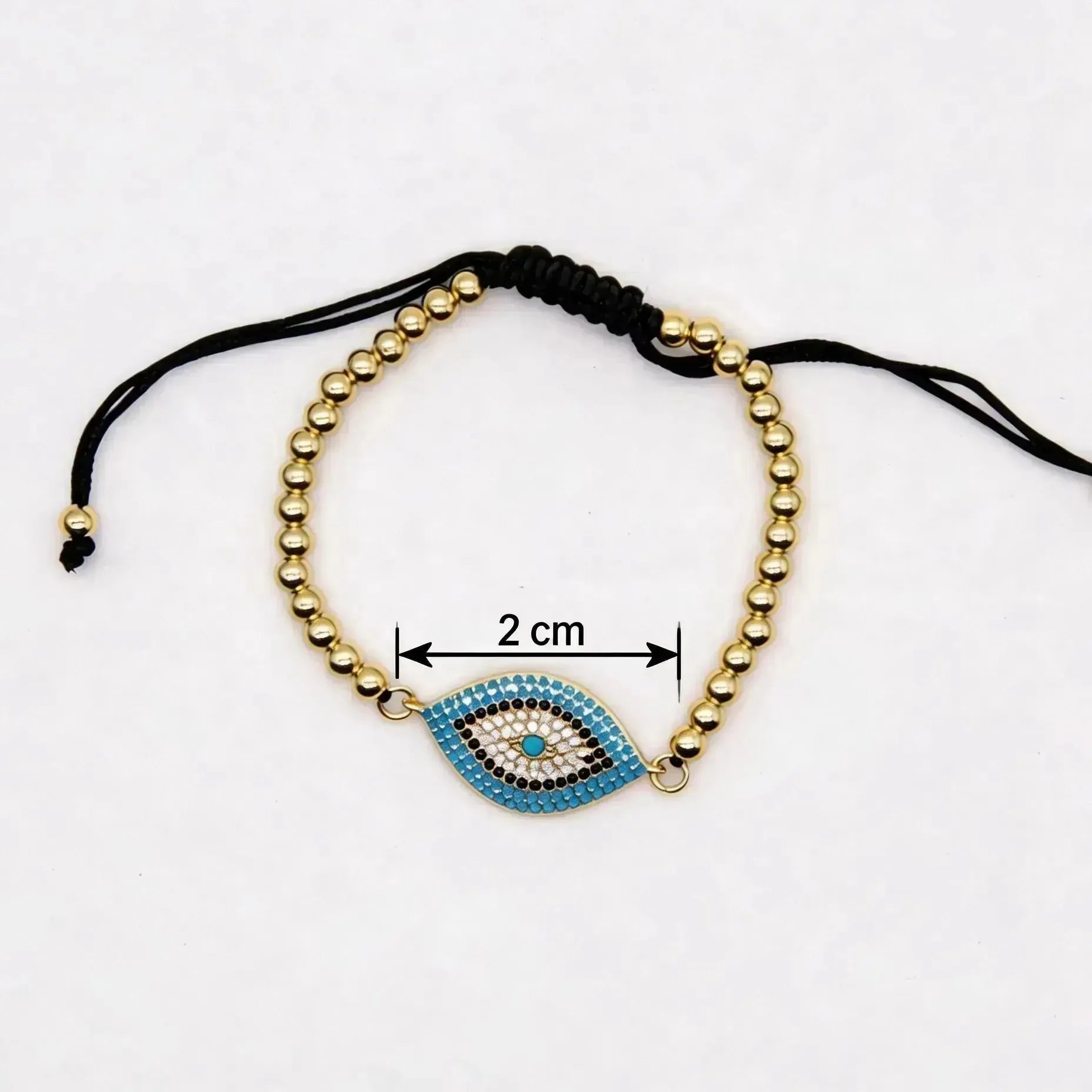 CHIGROVE Blue Evil Eye Gold Beaded Bracelet | Adjustable Lucky Protection Jewelry for Women Daily Wear - ChiGrove