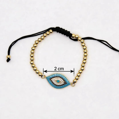 CHIGROVE Blue Evil Eye Gold Beaded Bracelet | Adjustable Lucky Protection Jewelry for Women Daily Wear - ChiGrove
