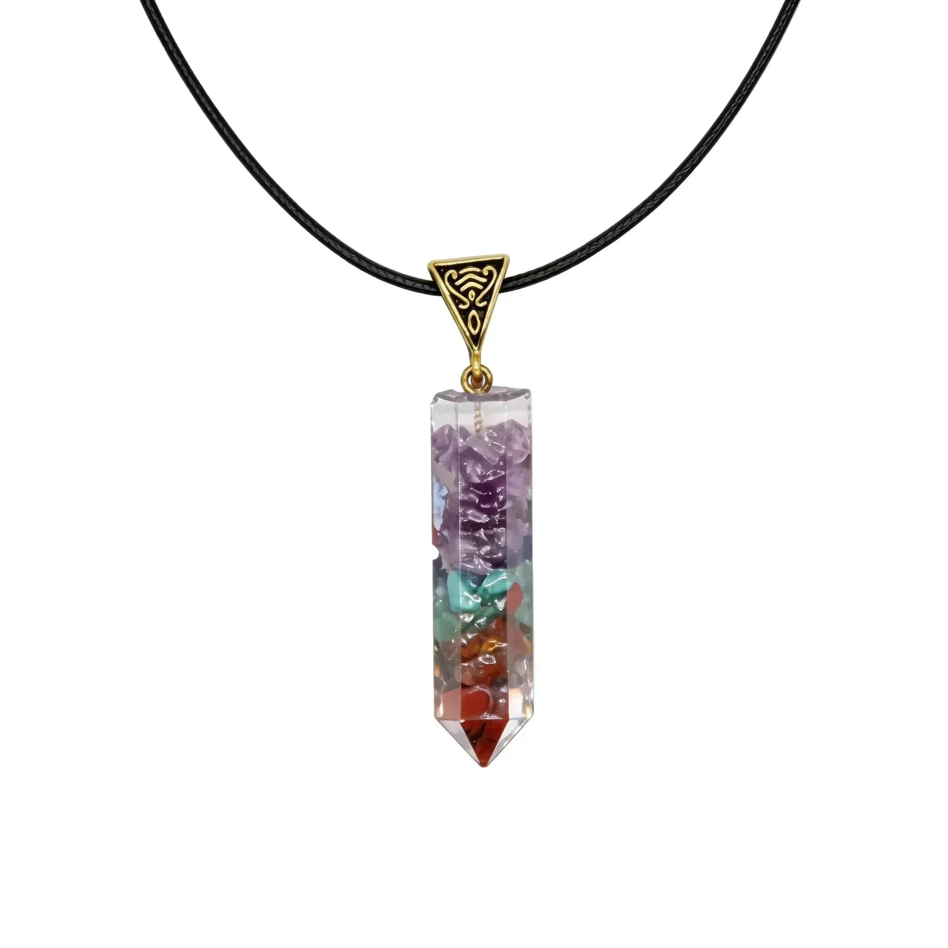 CHIGROVE Chakra Filled Crystal Point Necklace | Healing Energy Jewelry for Yoga Meditation Gifts - ChiGrove