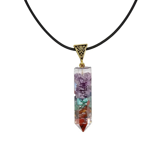 CHIGROVE Chakra Filled Crystal Point Necklace | Healing Energy Jewelry for Yoga Meditation Gifts - ChiGrove