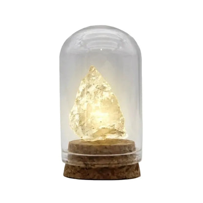 CHIGROVE Citrine Crystal Display in Glass Cloche | Healing Crystal Desktop for Meditation, Home Decor - ChiGrove