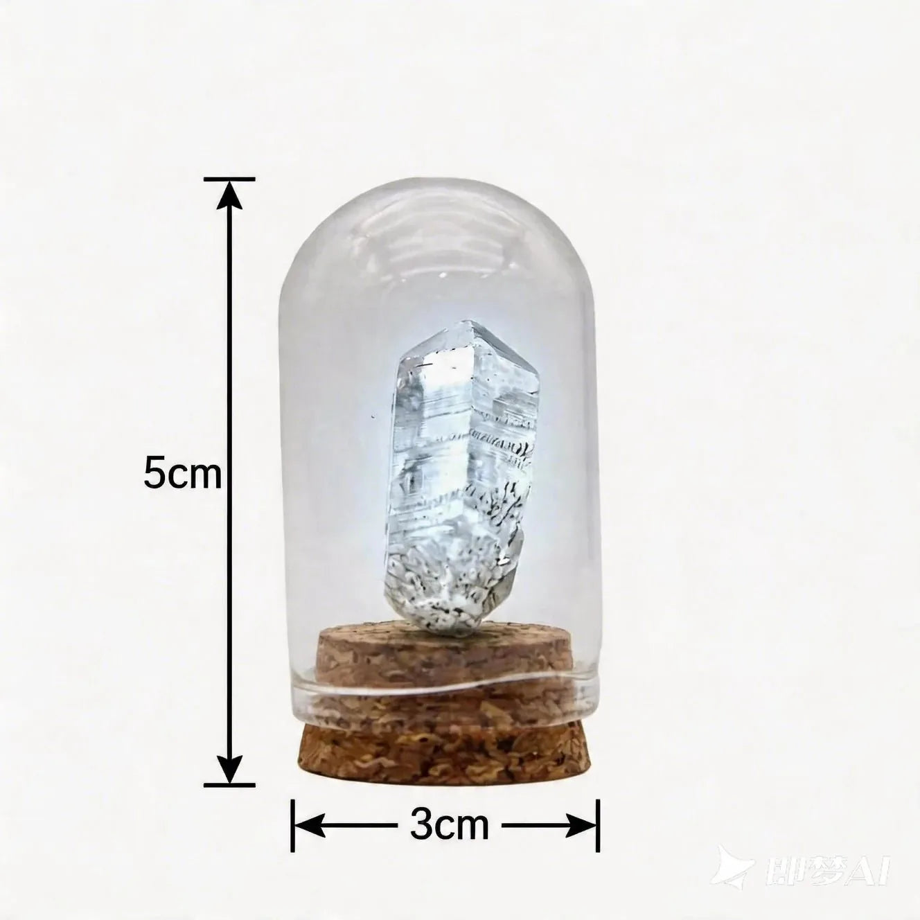 CHIGROVE Clear Quartz Crystal in Glass Cloche | Natural Healing Crystal Desktop Decor for Meditation, Home Display & Spiritual Gift - ChiGrove