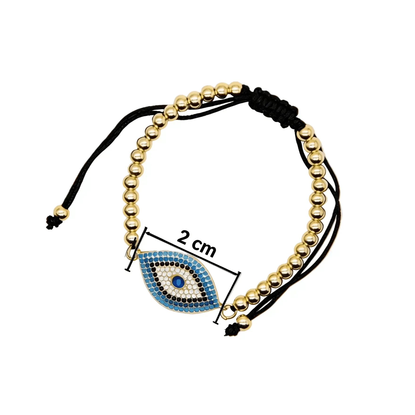 CHIGROVE Gold Beaded Blue Evil Eye Adjustable Bracelet | Lucky Protection Jewelry for Women - ChiGrove