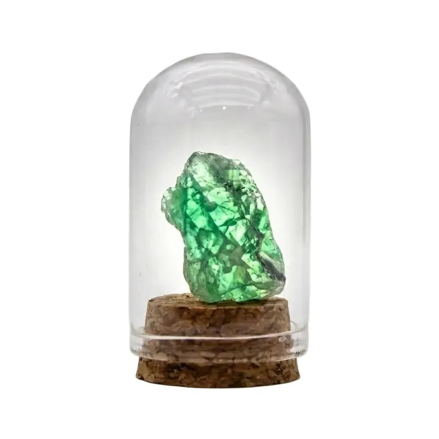 CHIGROVE Mini Raw Green Fluorite Crystal Glass Dome Decor | Natural Healing Crystal for Prosperity & Positive Energy - ChiGrove