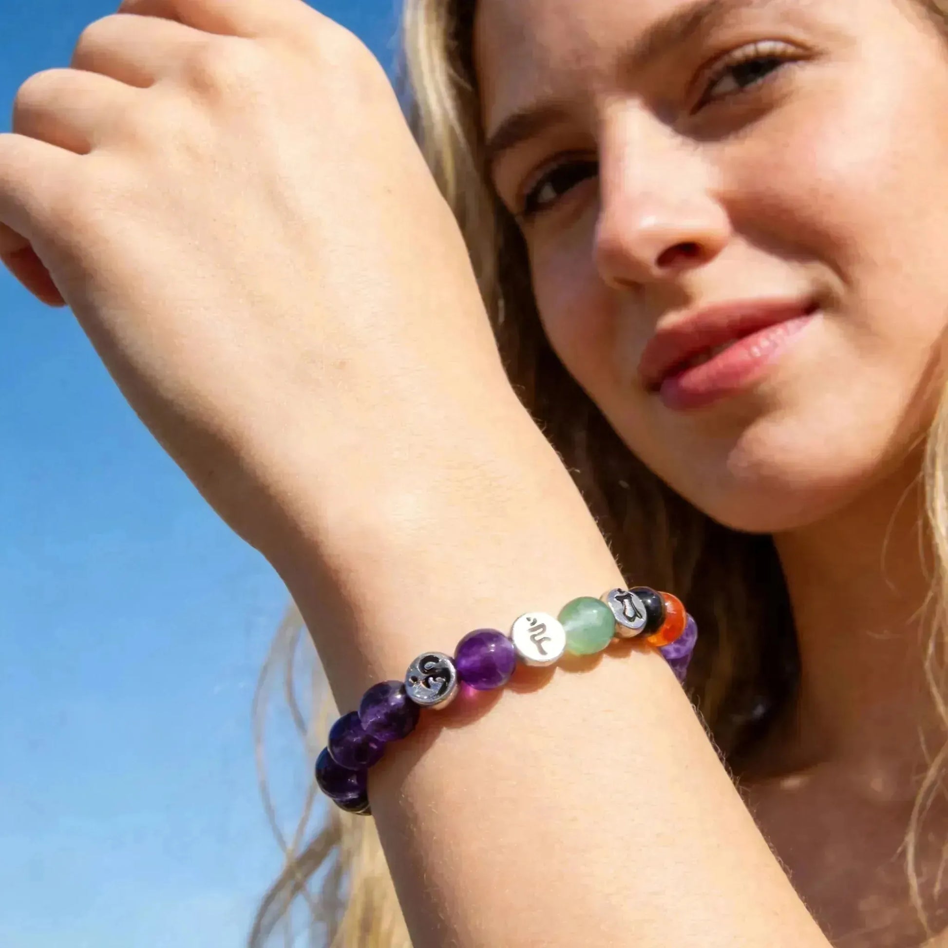 CHIGROVE Natural Amethyst 7 Chakra Healing Bracelet | Energy Jewelry for Meditation Self Care - ChiGrove