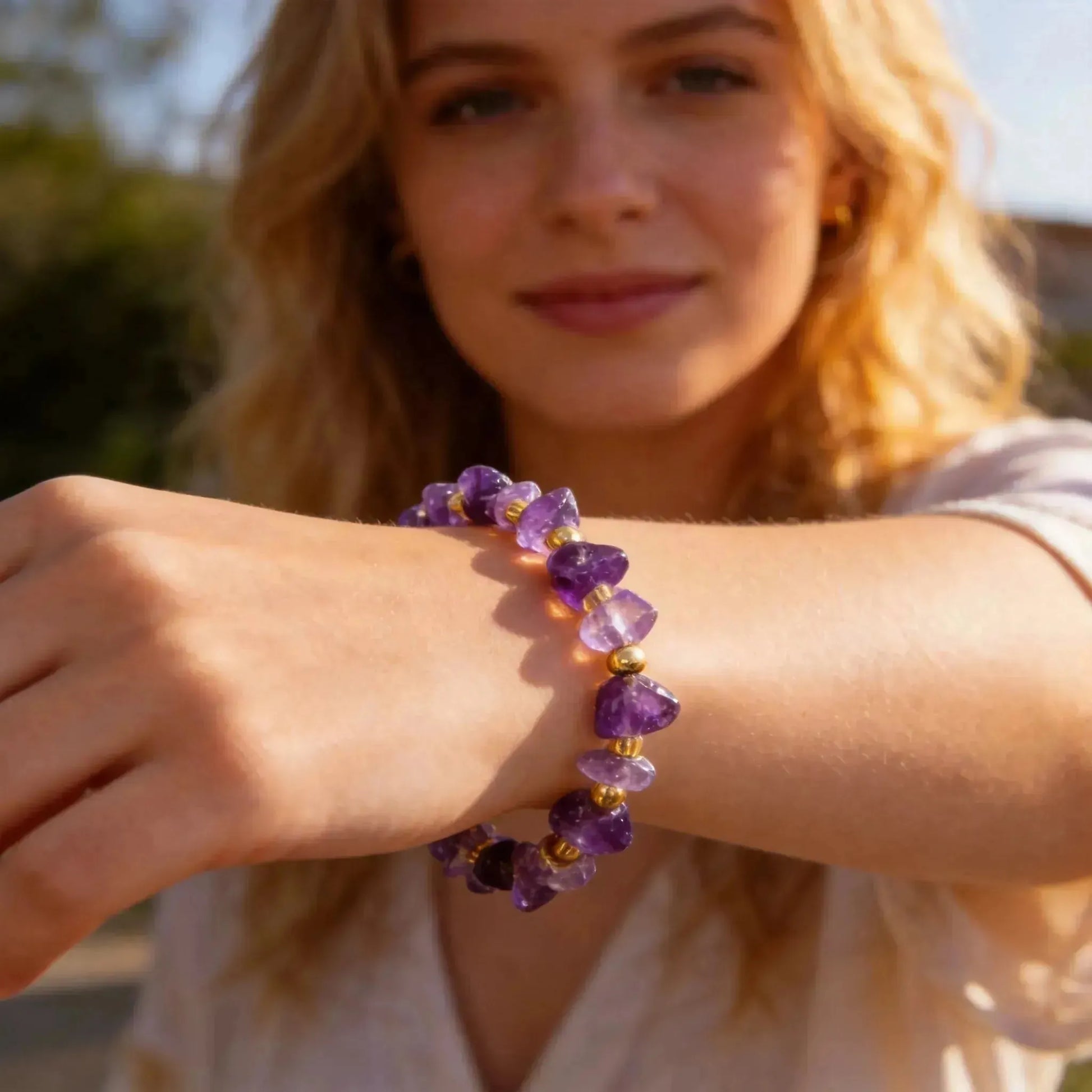 CHIGROVE Natural Amethyst Chip Bracelet | Healing Crystal Jewelry for Love & Daily Wear - ChiGrove