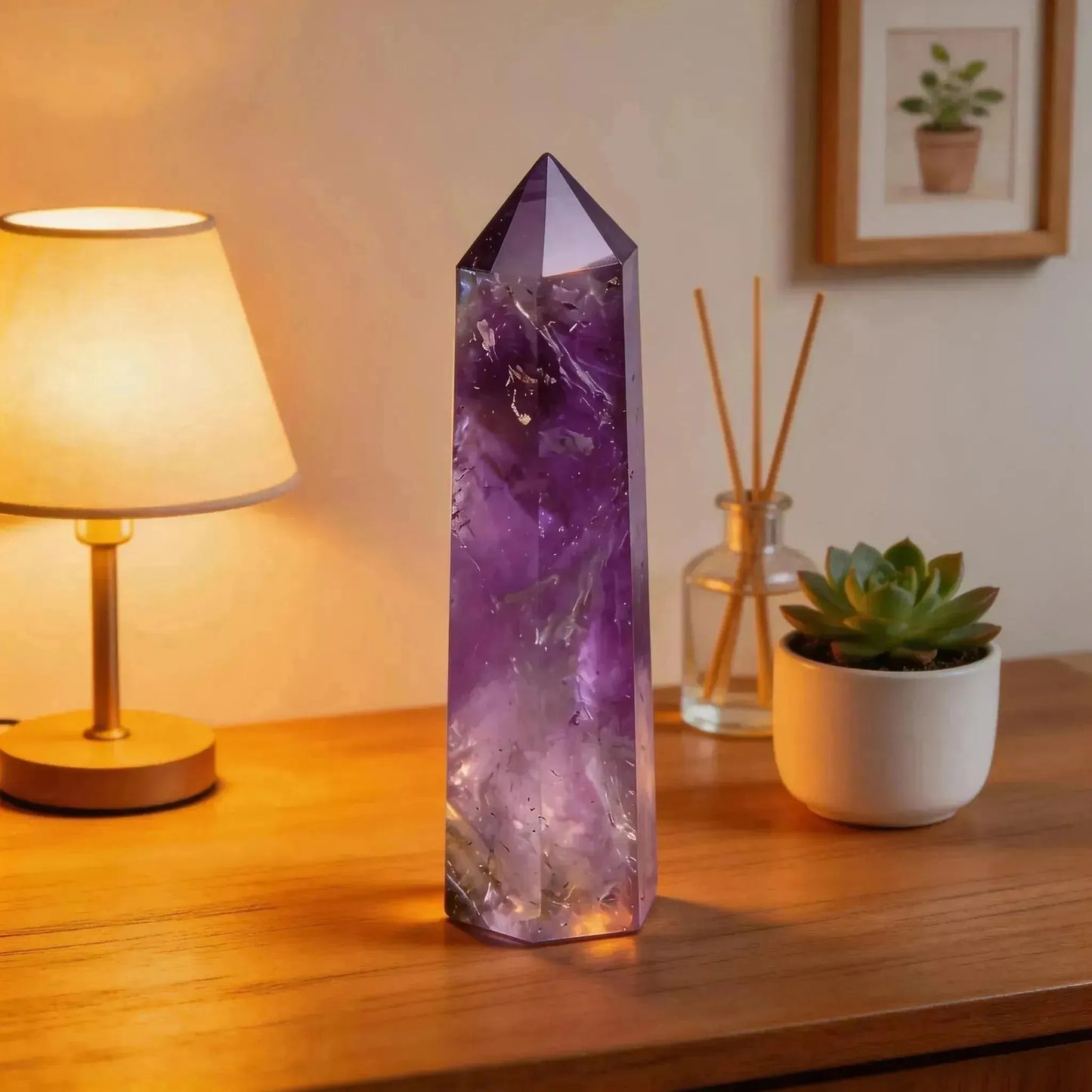 CHIGROVE Natural Amethyst Crystal Obelisk | Spiritual Crystal for Protection & Energy Focus - ChiGrove