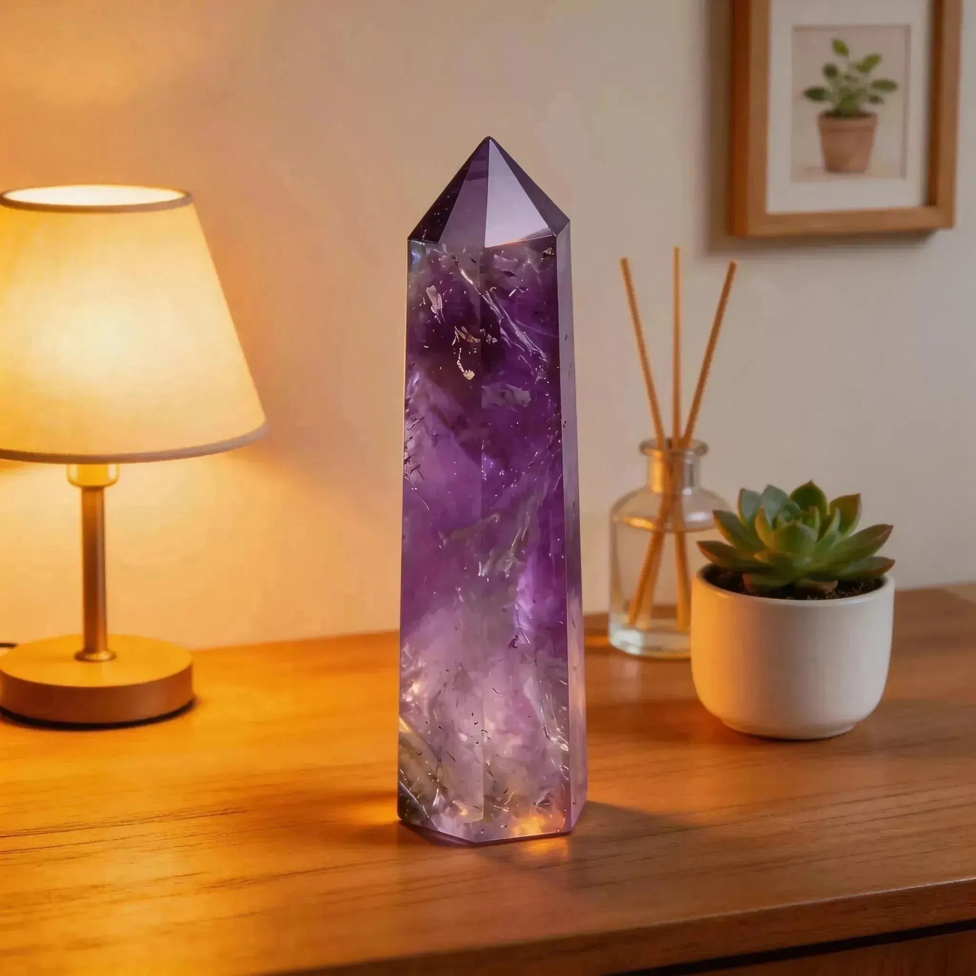 CHIGROVE Natural Amethyst Crystal Obelisk | Spiritual Crystal for Protection & Energy Focus - ChiGrove