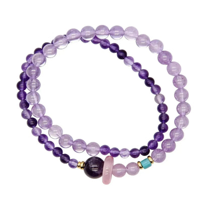 CHIGROVE Natural Amethyst Double Laye Bracelet | Healing Crystal Jewelry for Love & Daily Wear - ChiGrove