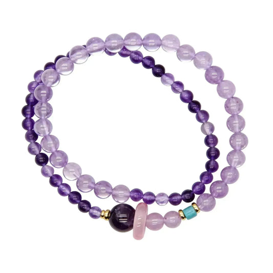CHIGROVE Natural Amethyst Double Laye Bracelet | Healing Crystal Jewelry for Love & Daily Wear - ChiGrove