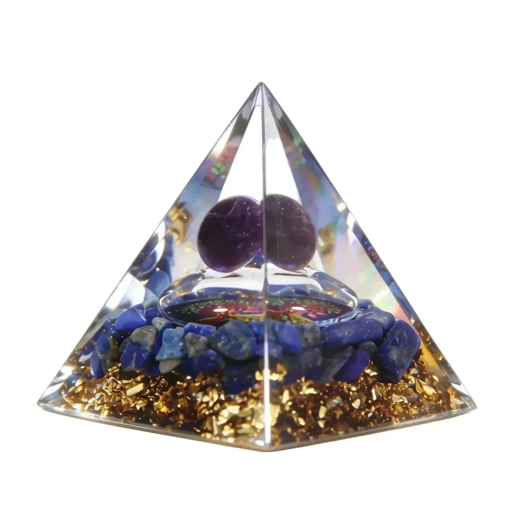 CHIGROVE Natural Amethyst & Lapis Lazuli Orgone Pyramid | Healing Crystal for Calm & Spiritual Balance - ChiGrove