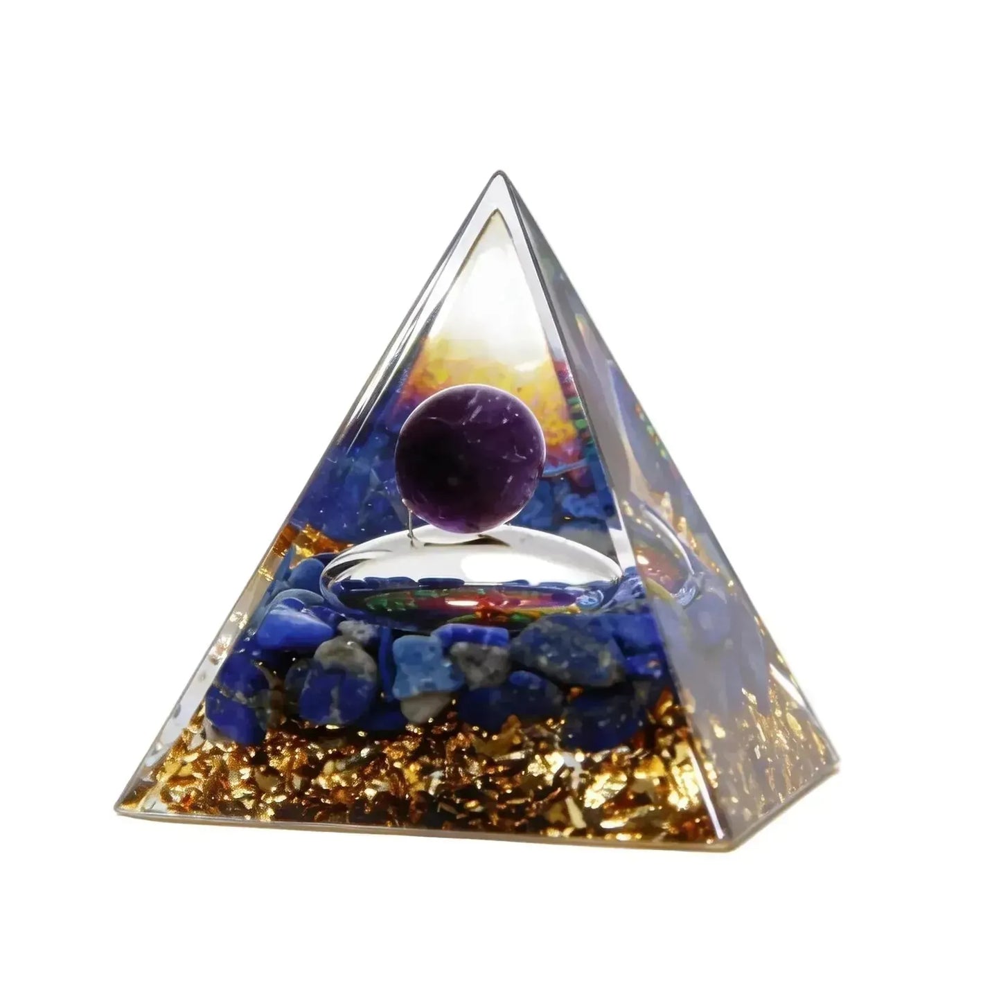 CHIGROVE Natural Amethyst & Lapis Lazuli Orgone Pyramid | Healing Crystal for Calm & Spiritual Balance - ChiGrove