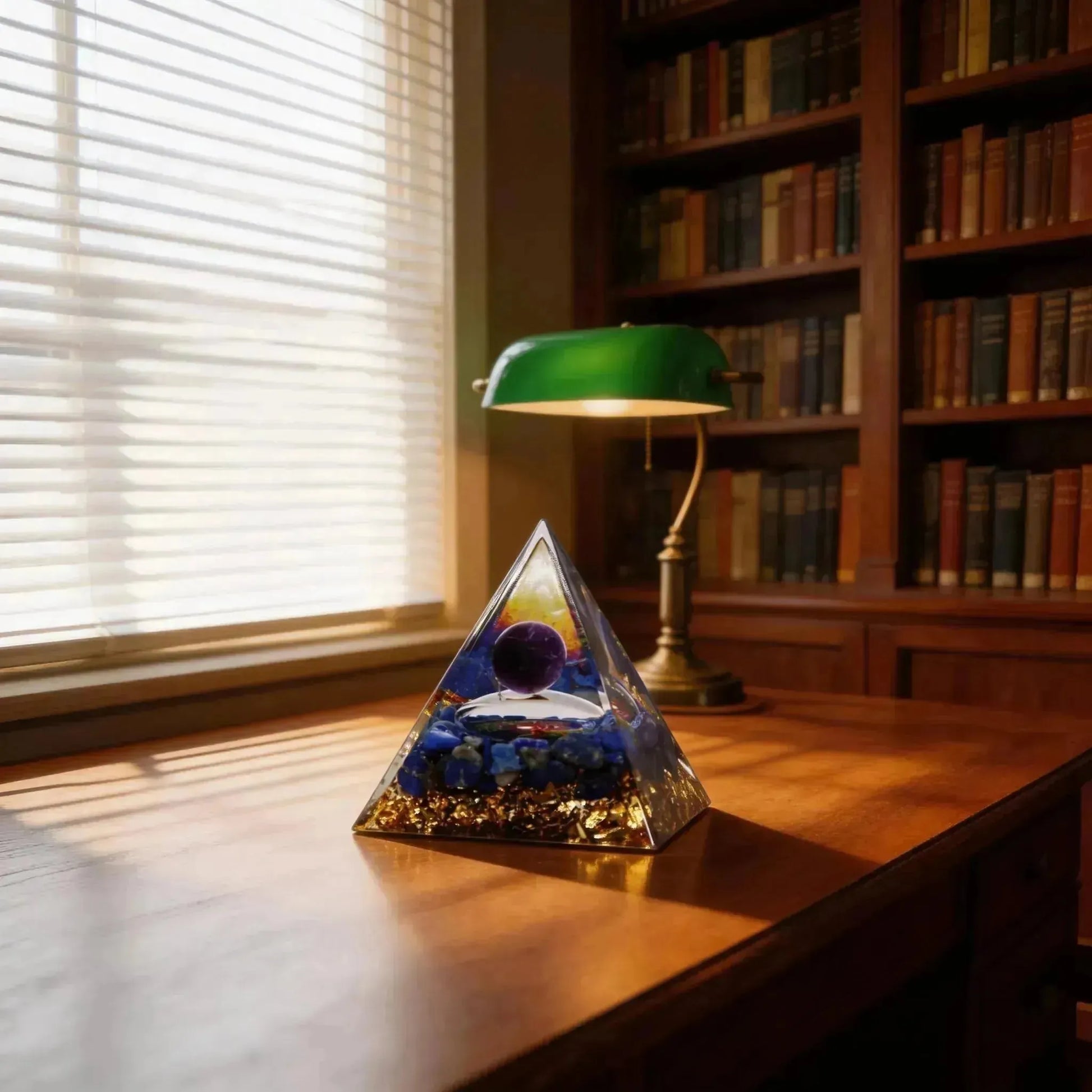 CHIGROVE Natural Amethyst & Lapis Lazuli Orgone Pyramid | Healing Crystal for Calm & Spiritual Balance - ChiGrove