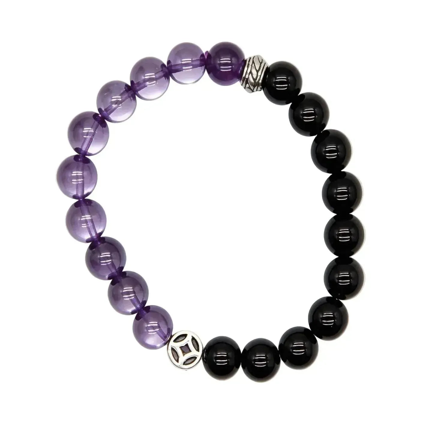 CHIGROVE Natural Amethyst & Obsidian Crystal Bracelet | Healing Crystal Jewelry for Love & Daily Wear - ChiGrove
