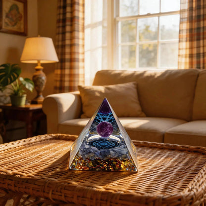 CHIGROVE Natural Amethyst Orgone Pyramid | Healing Crystal for Calm & Spiritual Balance - ChiGrove