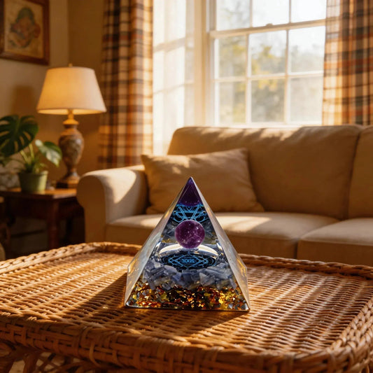 CHIGROVE Natural Amethyst Orgone Pyramid | Healing Crystal for Calm & Spiritual Balance - ChiGrove