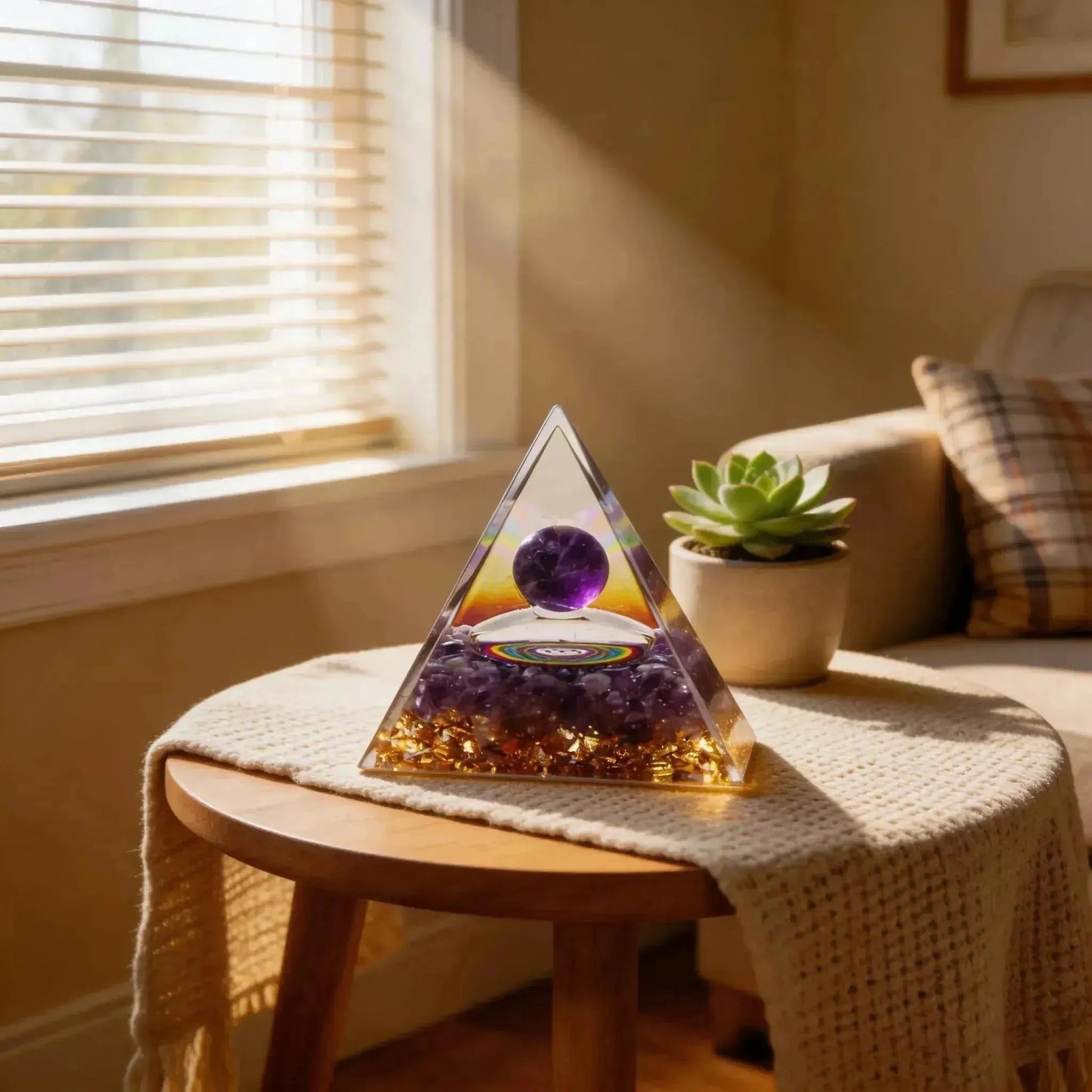 CHIGROVE Natural Amethyst Orgone Pyramid | Healing Crystal for Calm & Spiritual Balance - ChiGrove