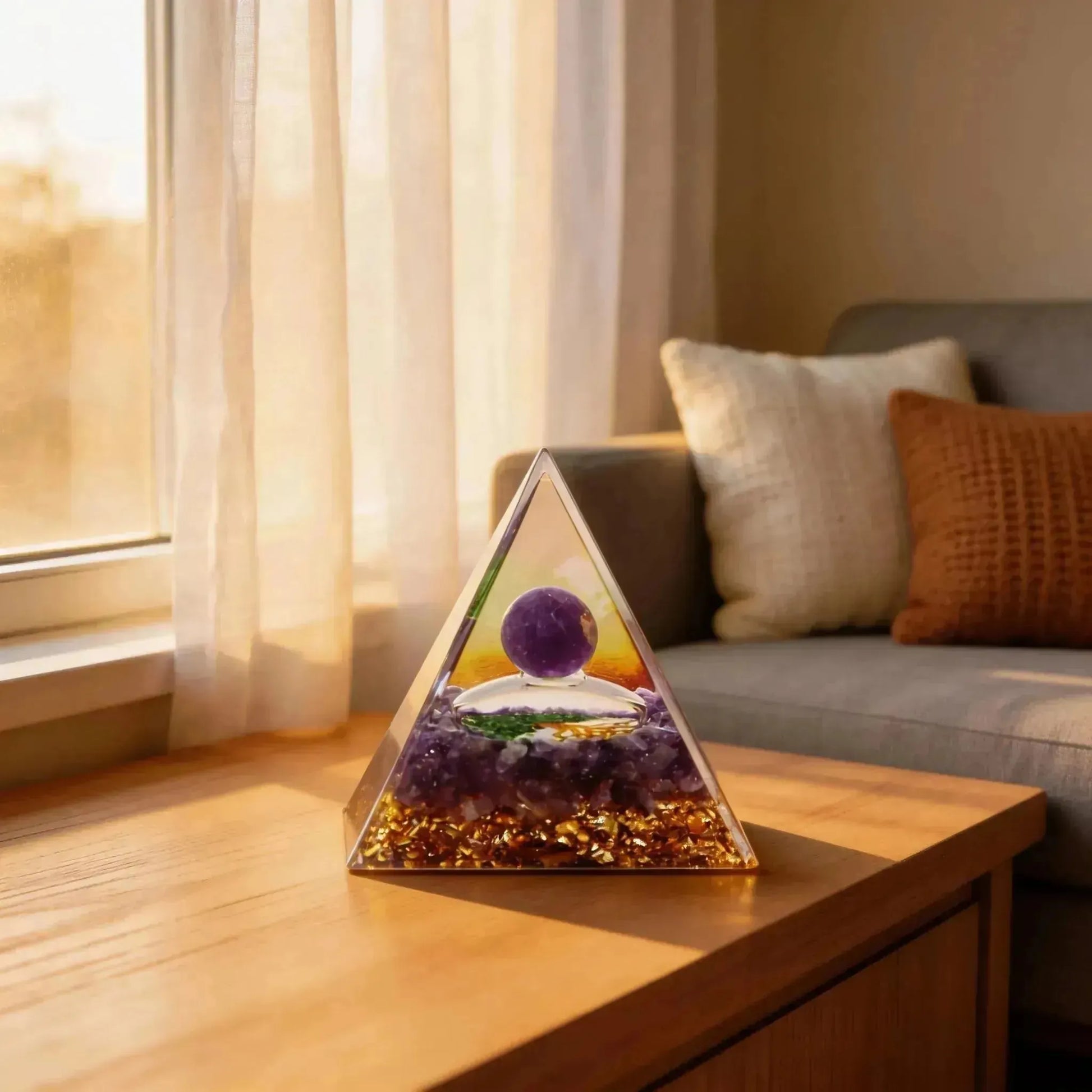 CHIGROVE Natural Amethyst Sphere Orgone Pyramid | Healing Crystal for Calm & Spiritual Balance - ChiGrove