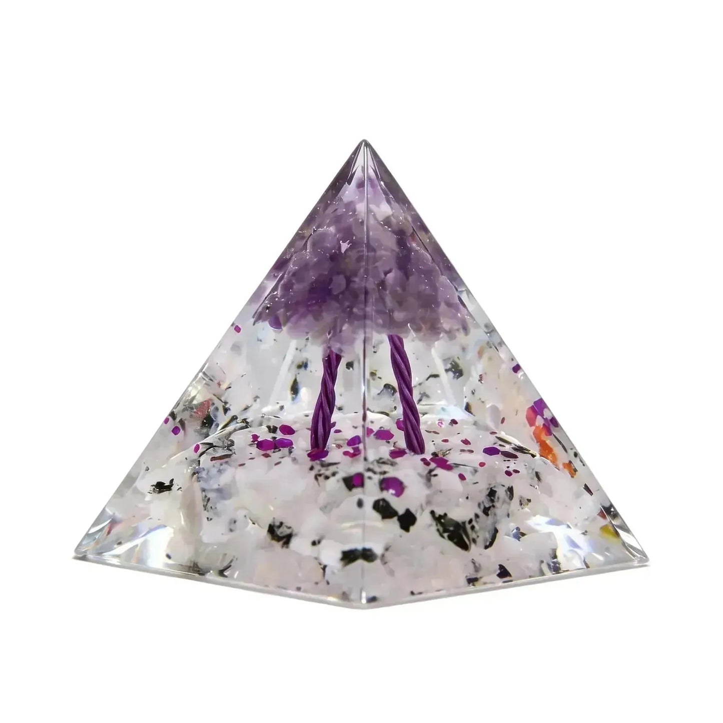 CHIGROVE Natural Amethyst Tree of Life Orgone Pyramid | Healing Crystal for Calm & Spiritual Balance - ChiGrove