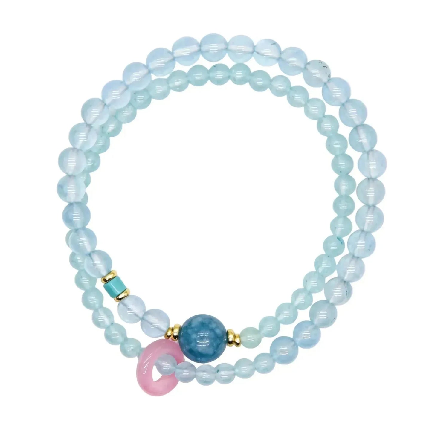 CHIGROVE Natural Aquamarine Double Laye Bracelet | Healing Crystal Jewelry for Love & Daily Wear - ChiGrove
