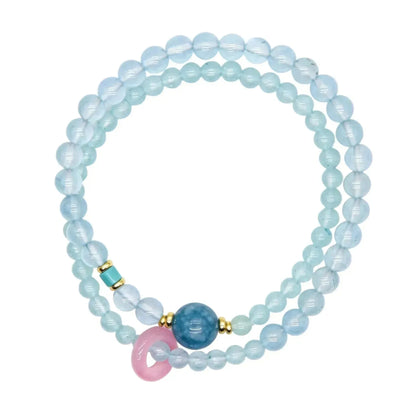 CHIGROVE Natural Aquamarine Double Laye Bracelet | Healing Crystal Jewelry for Love & Daily Wear - ChiGrove