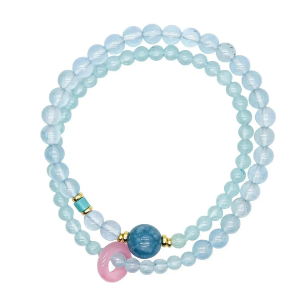 CHIGROVE Natural Aquamarine Double Laye Bracelet | Healing Crystal Jewelry for Love & Daily Wear
