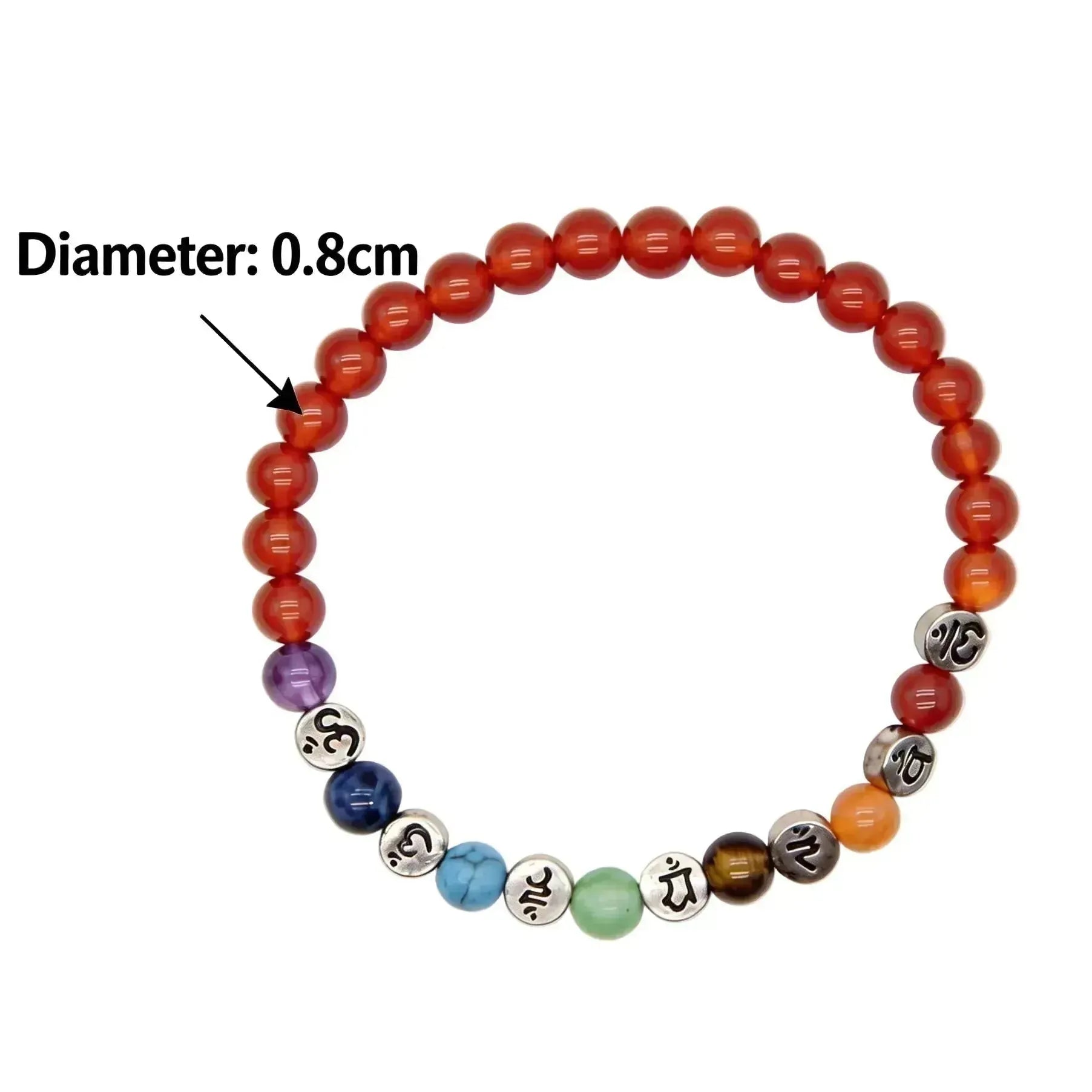 CHIGROVE Natural Carnelian 7 Chakra Healing Bracelet | Tibetan Om Mantra Jewelry for Meditation Self Care - ChiGrove