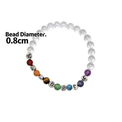 CHIGROVE Natural Clear Quartz 7 Chakra Healing Bracelet | Handmade Energy Jewelry for Meditation Self Care - ChiGrove