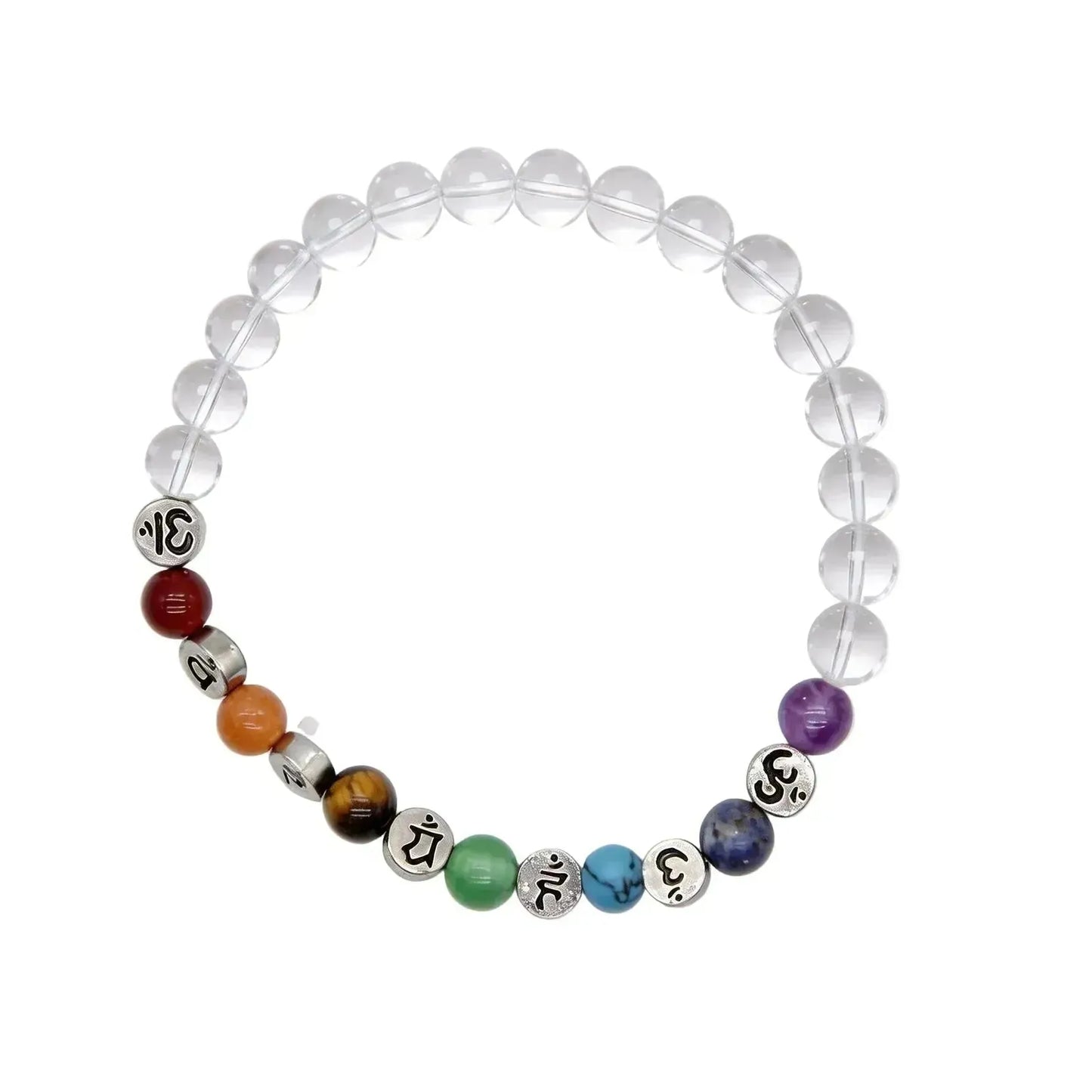 CHIGROVE Natural Clear Quartz 7 Chakra Healing Bracelet | Handmade Energy Jewelry for Meditation Self Care - ChiGrove