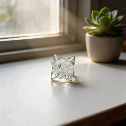 CHIGROVE Natural Clear Quartz Hexagram | Unique Healing Jewelry for Meditation & Gifts - ChiGrove