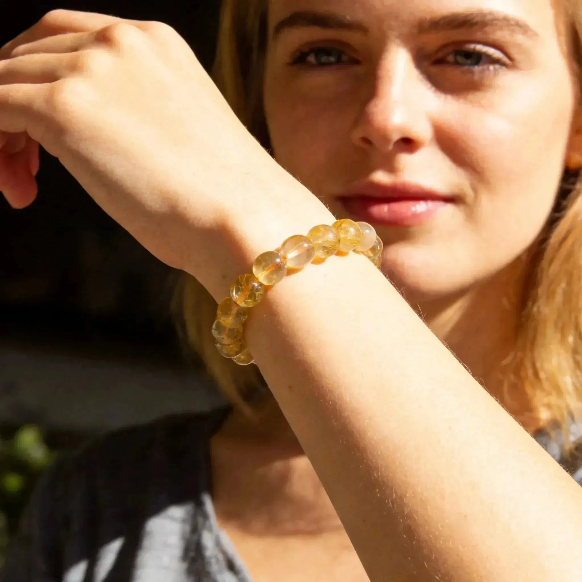 CHIGROVE Natural Golden Rutilated Quartz Bracelet | Healing Crystal Jewelry for Love & Daily Wear - ChiGrove