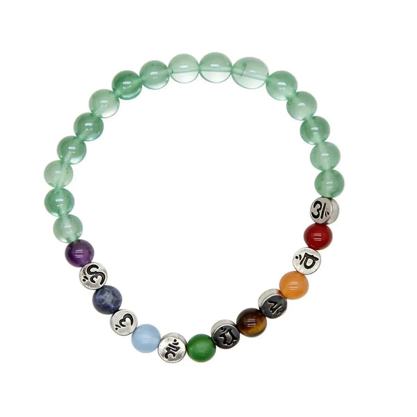 CHIGROVE Natural Green Crystal 7 Chakra Bracelet | Healing Jewelry for Meditation & Self Care