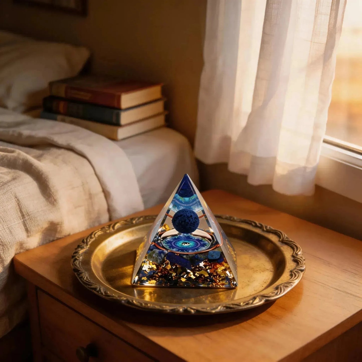 CHIGROVE Natural Lapis Lazuli Orgone Pyramid | Healing Crystal for Calm & Spiritual Balance - ChiGrove