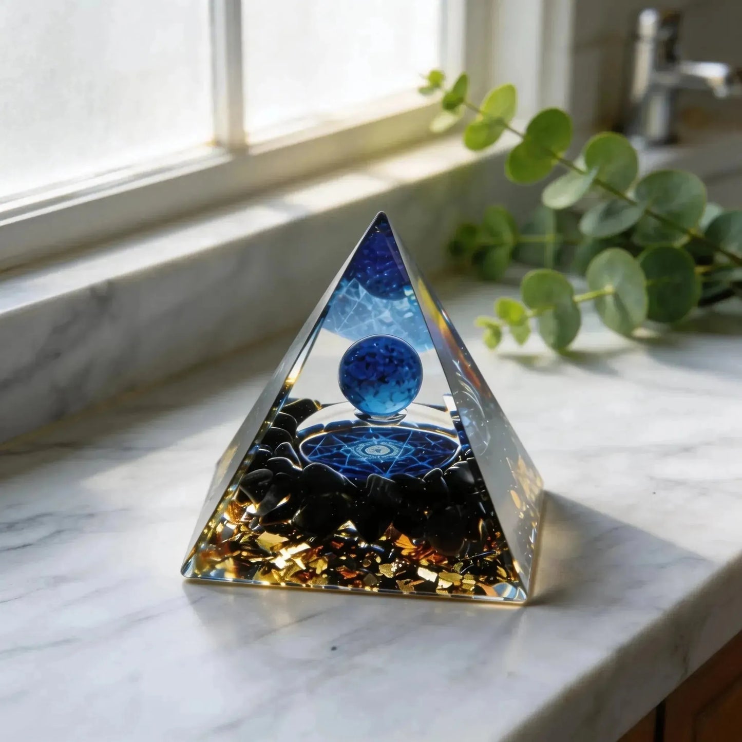 CHIGROVE Natural Lapis Lazuli Orgone Pyramid | Healing Crystal for Calm & Spiritual Balance - ChiGrove