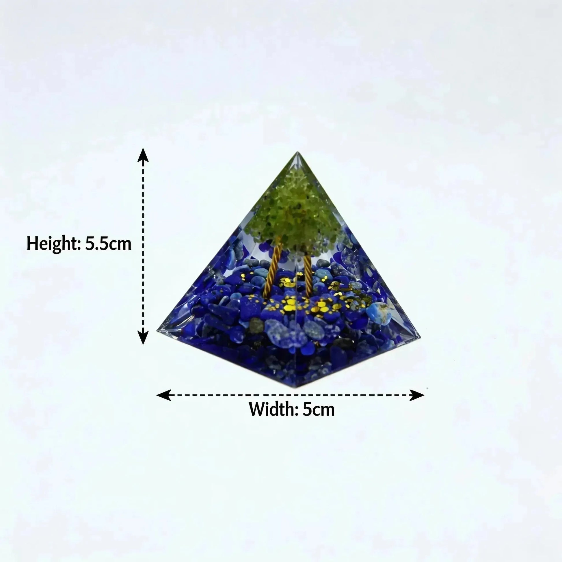 CHIGROVE Natural Lapis Lazuli & Peridot Tree of Life Orgone Pyramid | Healing Crystal for Calm & Spiritual Balance - ChiGrove