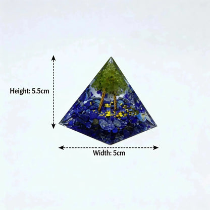 CHIGROVE Natural Lapis Lazuli & Peridot Tree of Life Orgone Pyramid | Healing Crystal for Calm & Spiritual Balance - ChiGrove