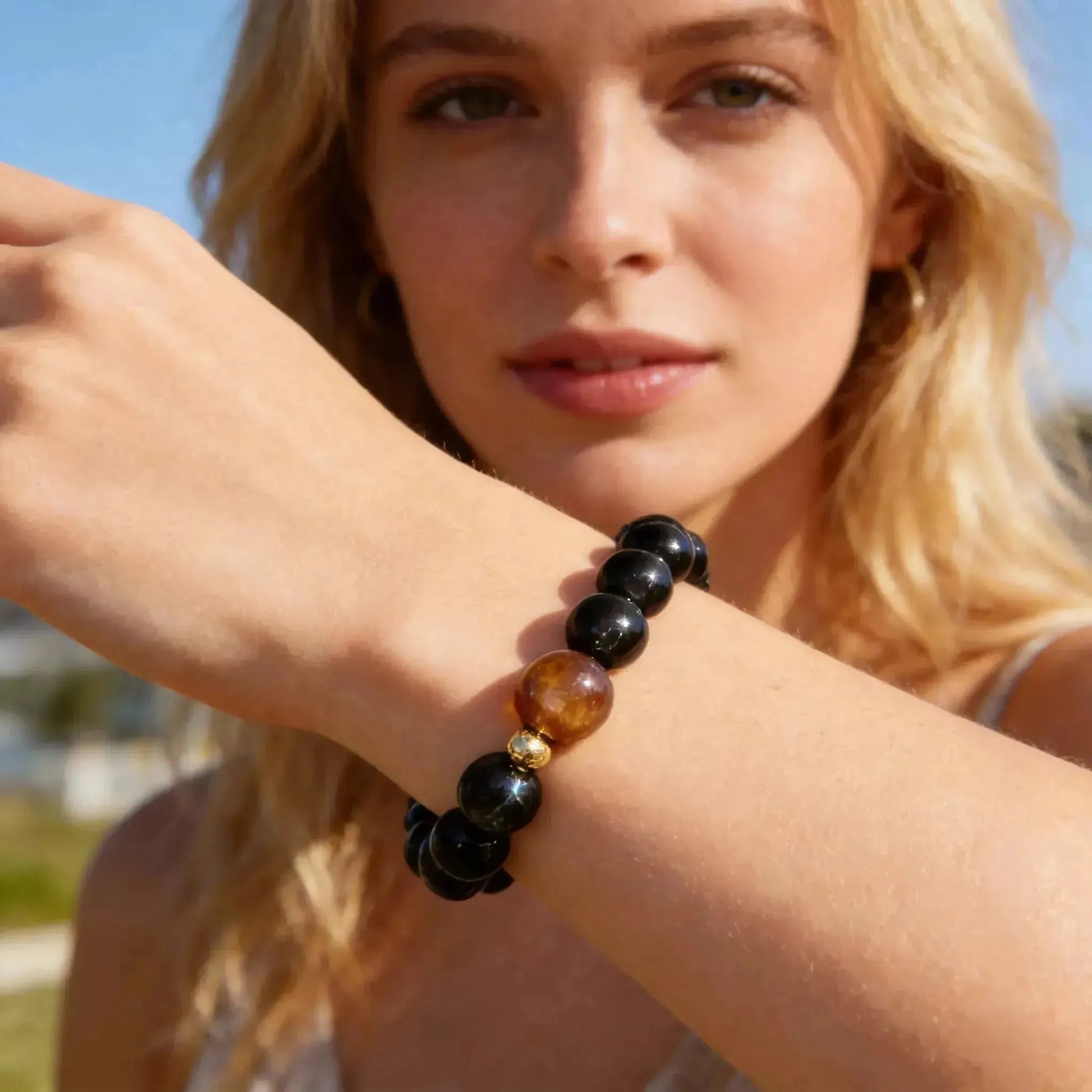 CHIGROVE Natural Obsidian & Tiger's Eye Bracelet | Healing Crystal Jewelry for Love & Daily Wear - ChiGrove