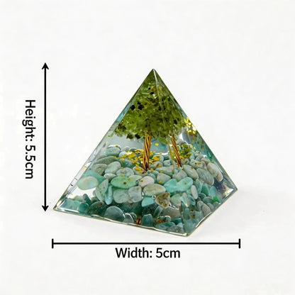 CHIGROVE Natural Peridot Tree of Life Orgone Pyramid | Healing Crystal for Calm & Spiritual Balance - ChiGrove