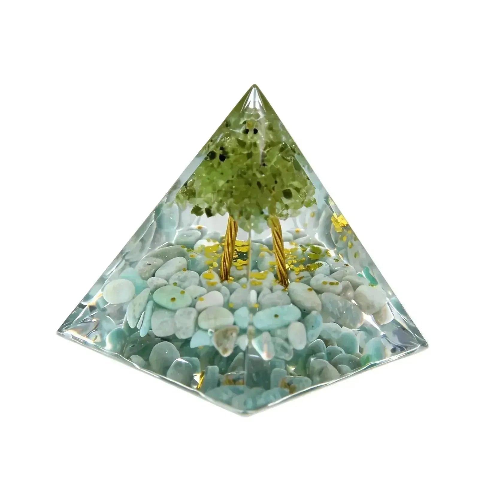 CHIGROVE Natural Peridot Tree of Life Orgone Pyramid | Healing Crystal for Calm & Spiritual Balance - ChiGrove