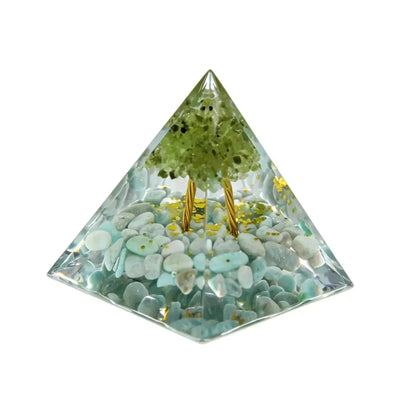 CHIGROVE Natural Peridot Tree of Life Orgone Pyramid | Healing Crystal for Calm & Spiritual Balance - ChiGrove