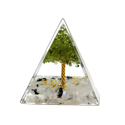 CHIGROVE Natural Peridot Tree of Life Orgone Pyramid | Healing Crystal for Calm & Spiritual Balance - ChiGrove