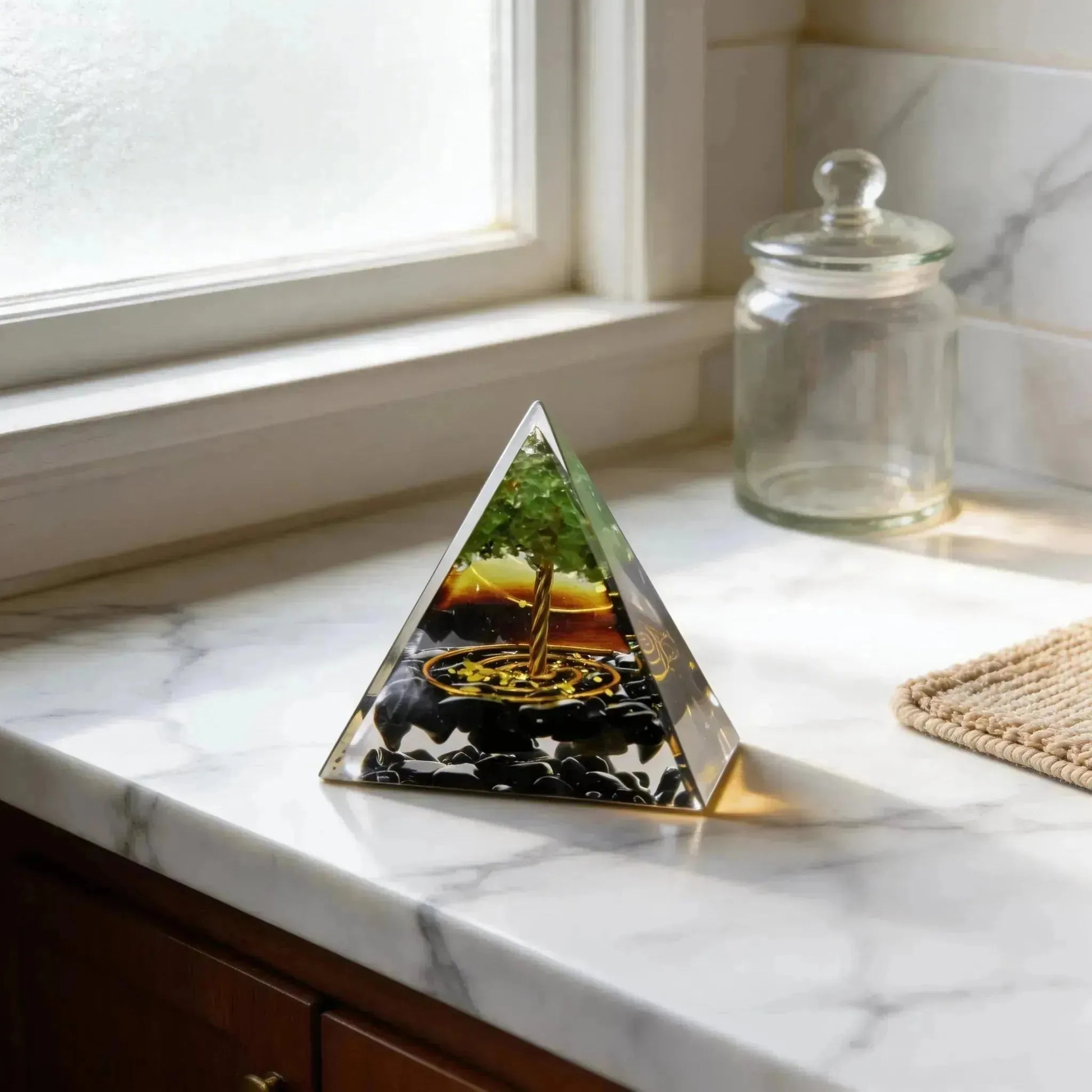 CHIGROVE Natural Peridot Tree of Life Orgone Pyramid | Healing Crystal for Calm & Spiritual Balance - ChiGrove