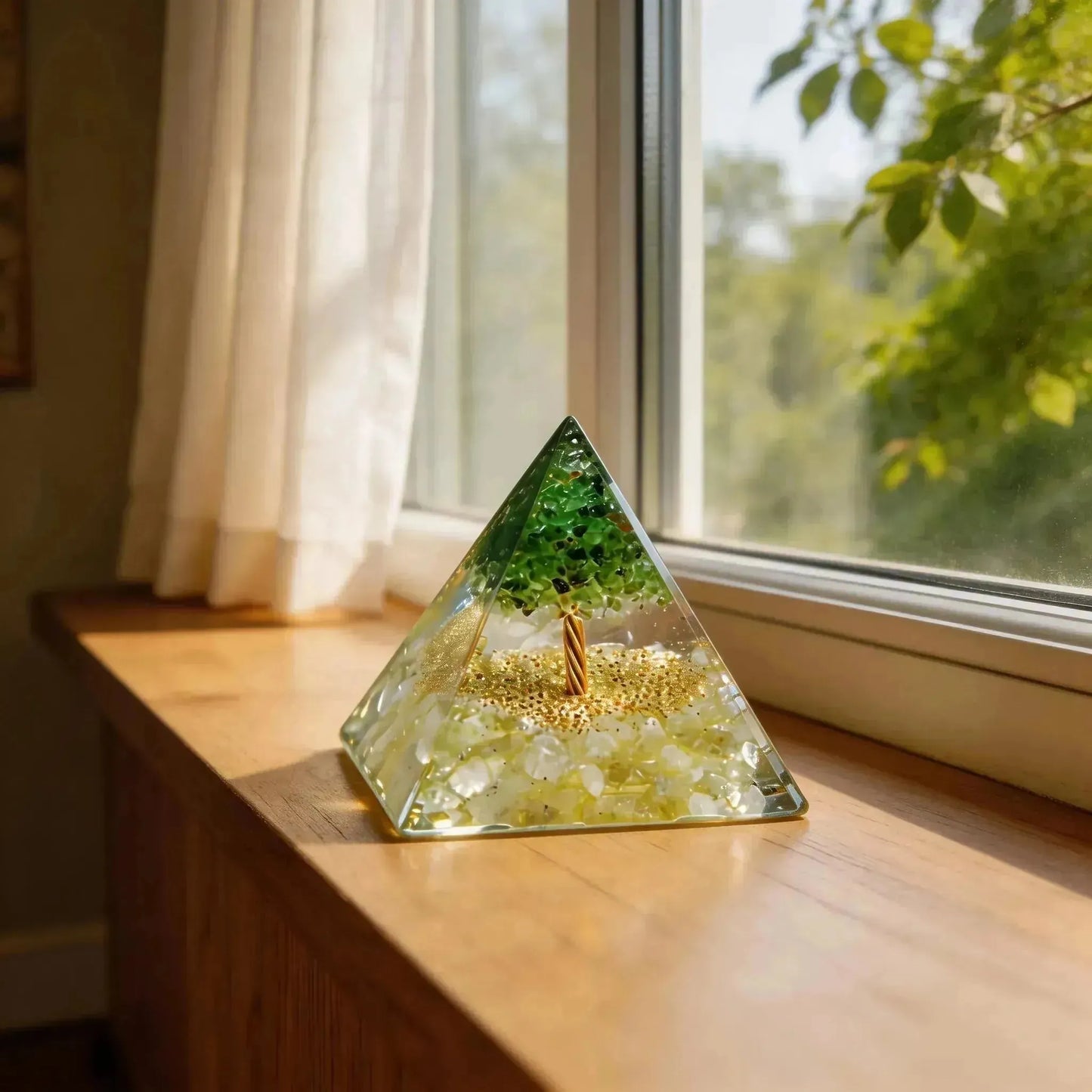 CHIGROVE Natural Peridot Tree of Life Pyramid | Healing Crystal for Calm & Spiritual Balance - ChiGrove