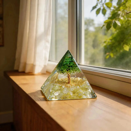 CHIGROVE Natural Peridot Tree of Life Pyramid | Healing Crystal for Calm & Spiritual Balance - ChiGrove