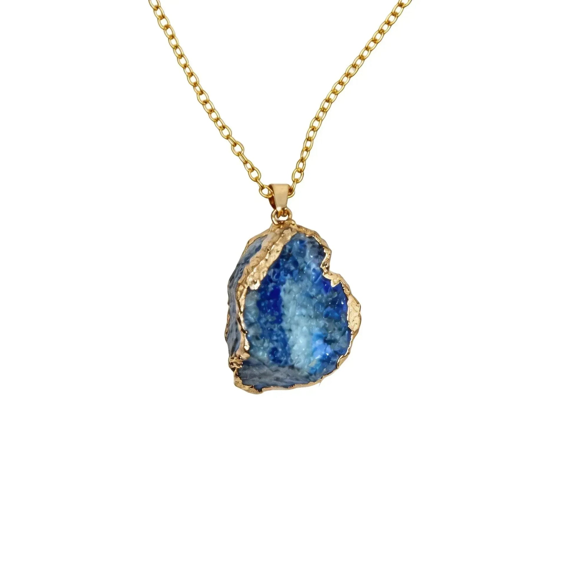 CHIGROVE Natural Raw Blue Agate Crystal Necklace | Healing Jewelry for Women Daily Wear & Gifting - ChiGrove