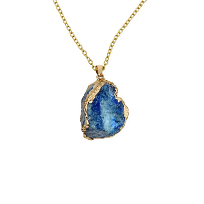 CHIGROVE Natural Raw Blue Agate Crystal Necklace | Healing Jewelry for Women Daily Wear & Gifting - ChiGrove