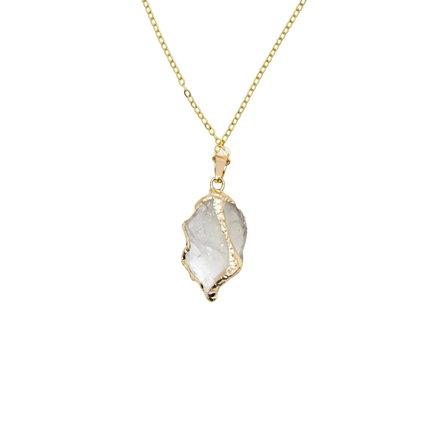 CHIGROVE Natural Raw Clear Quartz Crystal Necklace | Healing Jewelry for Women Daily Wear - ChiGrove