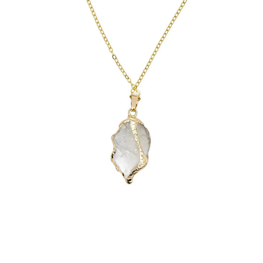 CHIGROVE Natural Raw Clear Quartz Crystal Necklace | Healing Jewelry for Women Daily Wear - ChiGrove