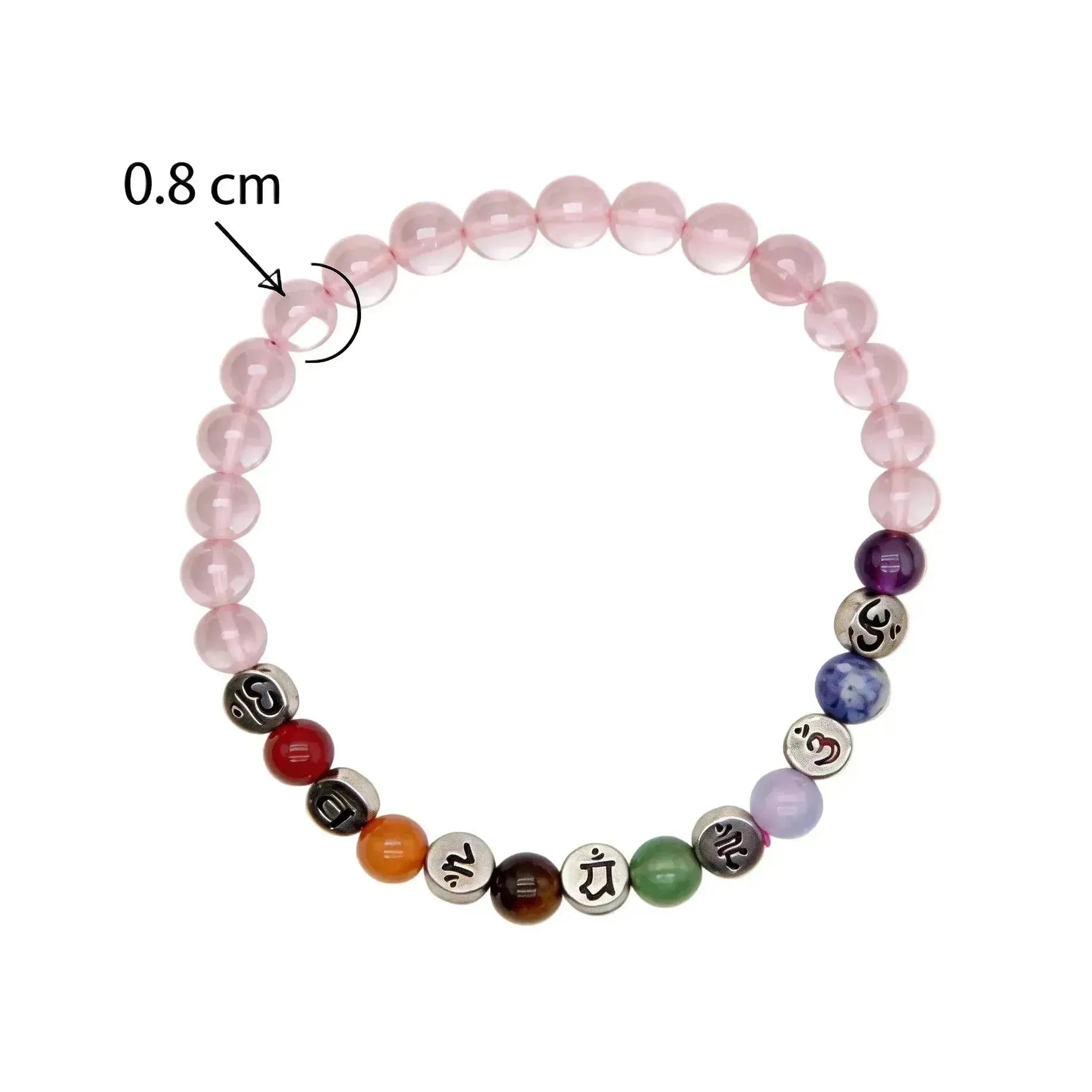 CHIGROVE Natural Rose Quartz 7 Chakra Mantra Bracelet | Healing Jewelry for Meditation & Self Care - ChiGrove